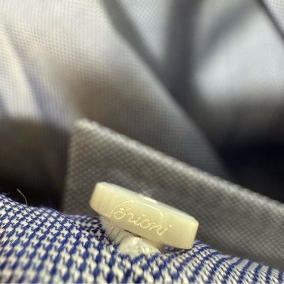 Brioni Long-sleeve Dress Shirt Blue Cotton Made In Italy Men’s Size 44 17 1/2 - Picture 8 of 8